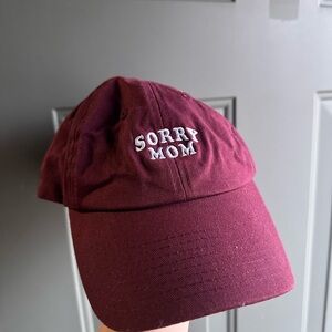 Spencer’s Gifts Maroon 'Sorry Mom' embroidered baseball Cap